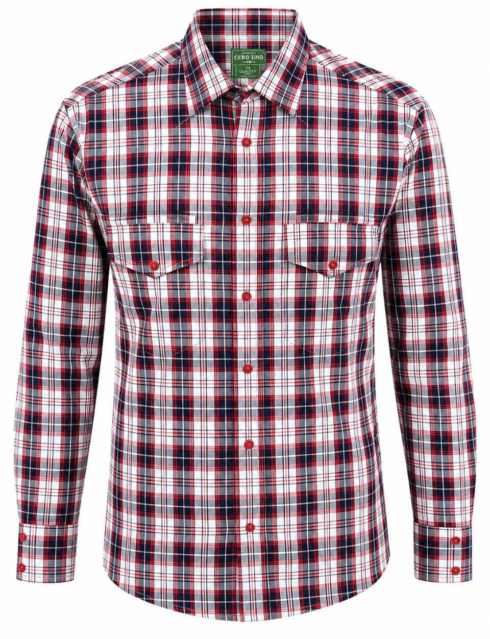Camisa Caballero  -C224- Cuadros Rojos