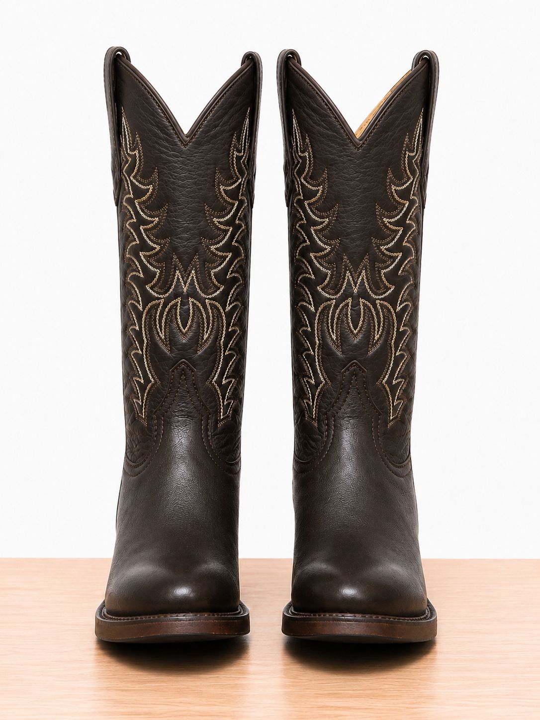 Botas Oval -4245 Tacón Americano Volado Café