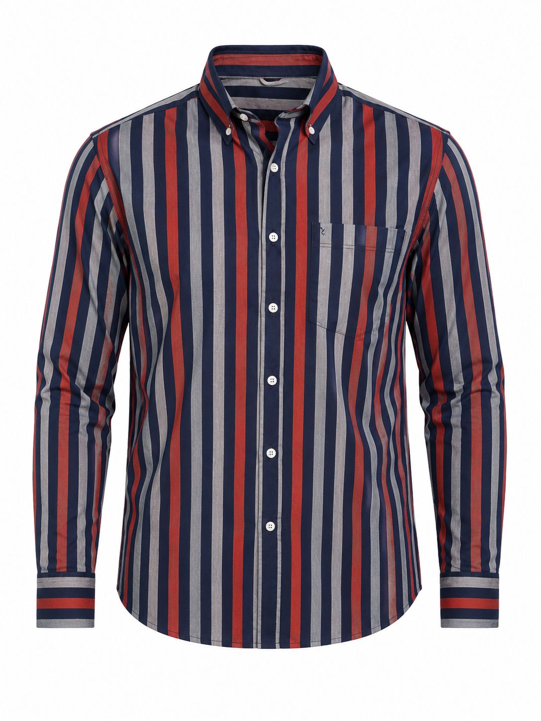 Camisa Caballero -C244 Rayas Azul Rojo