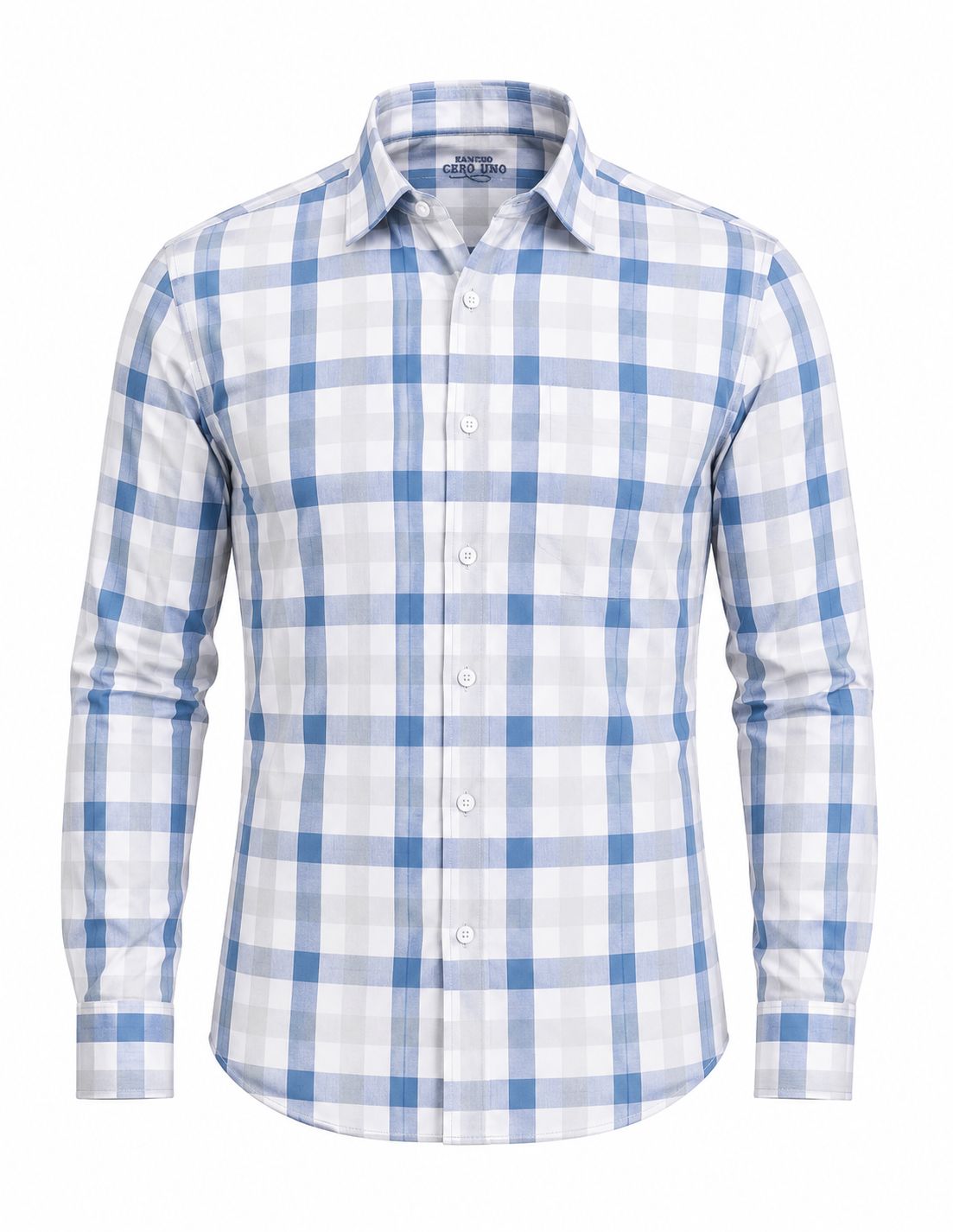 Camisa Caballero -C252 Celeste Blanco